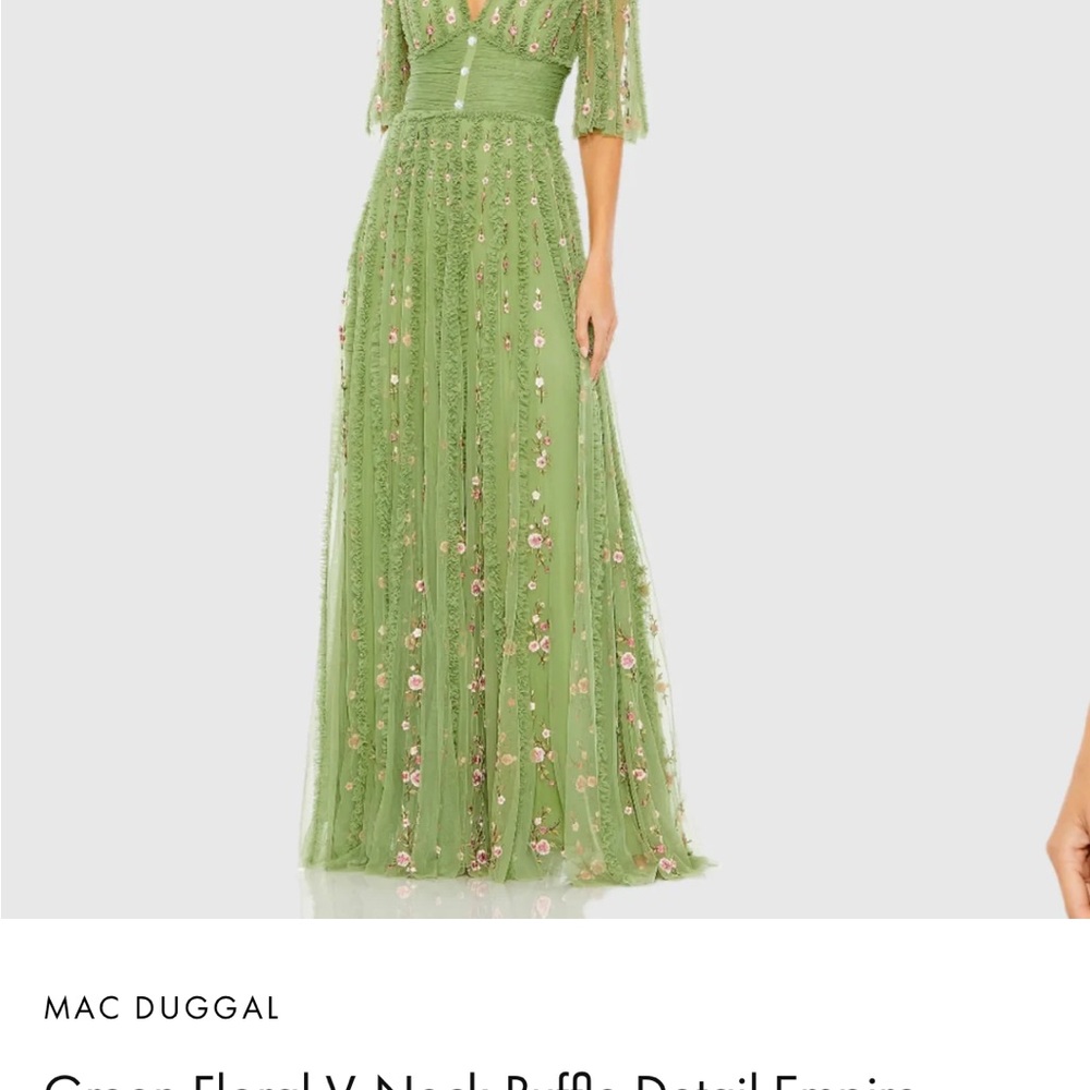 Mac Duggal Green Embellished Evening Gown